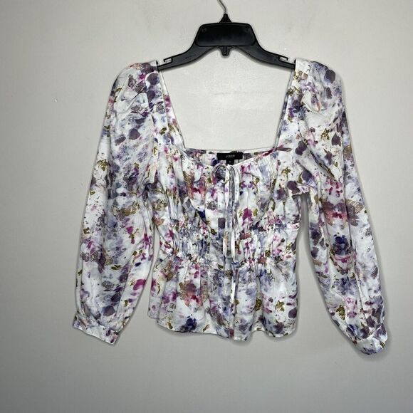 J CREW x Flora Obscura Womens Cinched Waist Top NEW Kaleidoscope Floral Sz 0 - Picture 4 of 12
